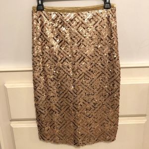 Gold sequin midi skirt